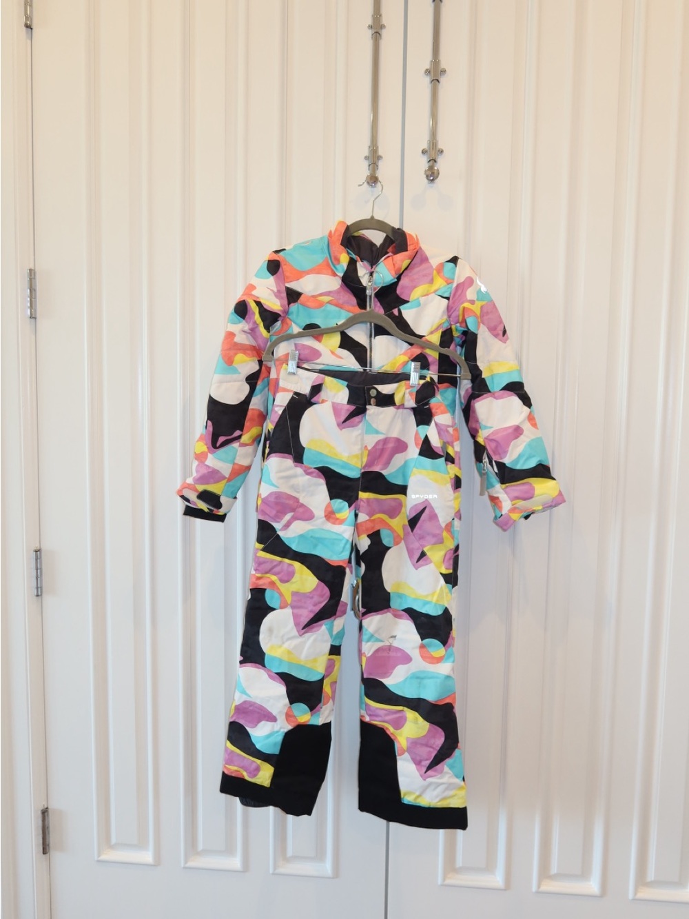 Spyder Kids Multicolor Wave-Print Puffer Jacket with Faux Fur Hood